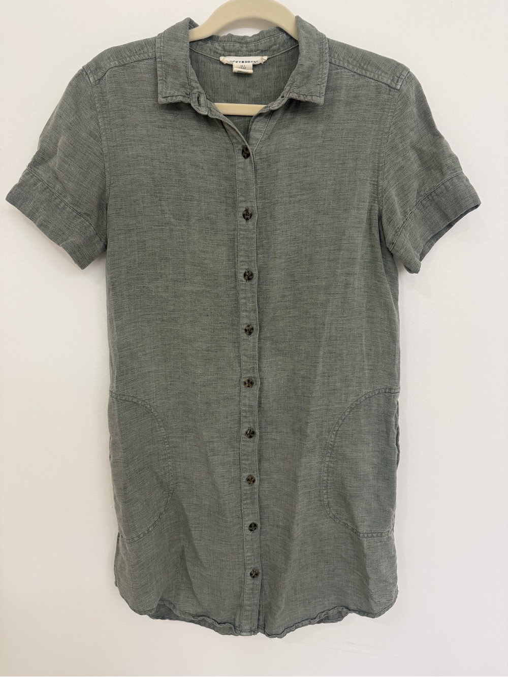 Lucky Brand Casual Short-Sleeve Shirt Dress - Sage Green Size Small
